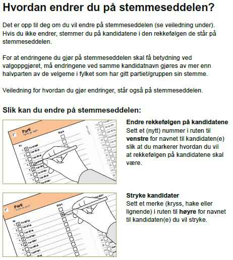 Hvordan endrer du på stemmeseddelen.?